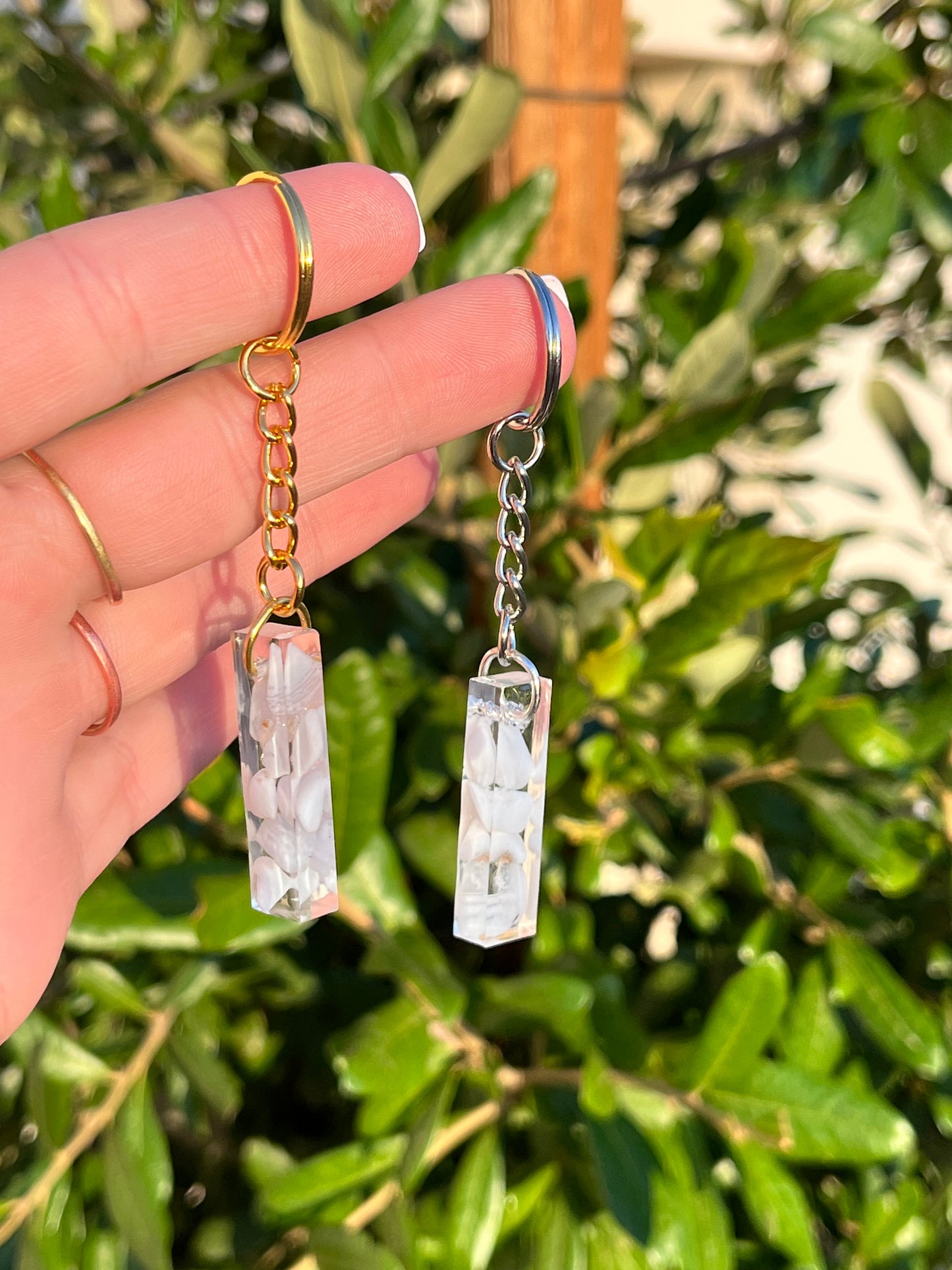 Blue Lace Agate Bar Keychain