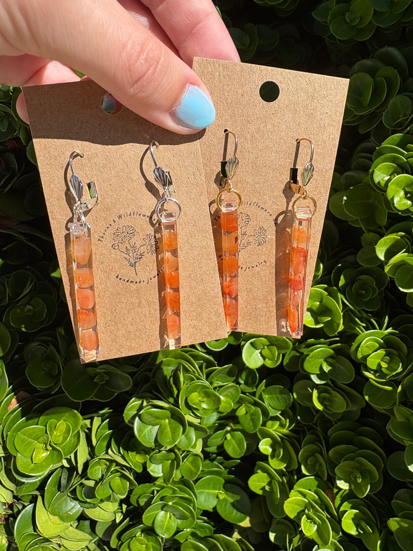 Carnelian Thin Bar Earrings