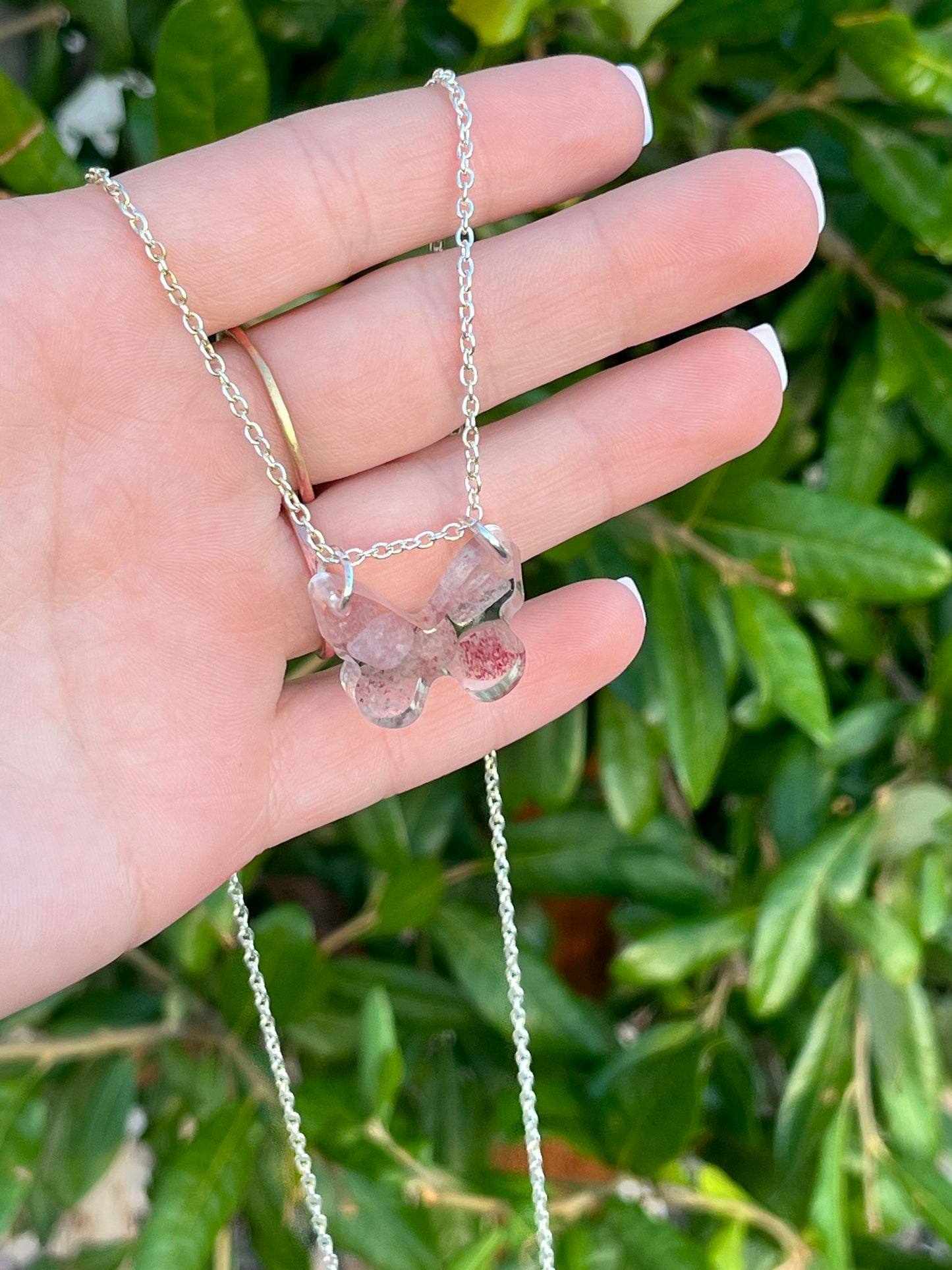 Strawberry Quartz Butterfly Necklace