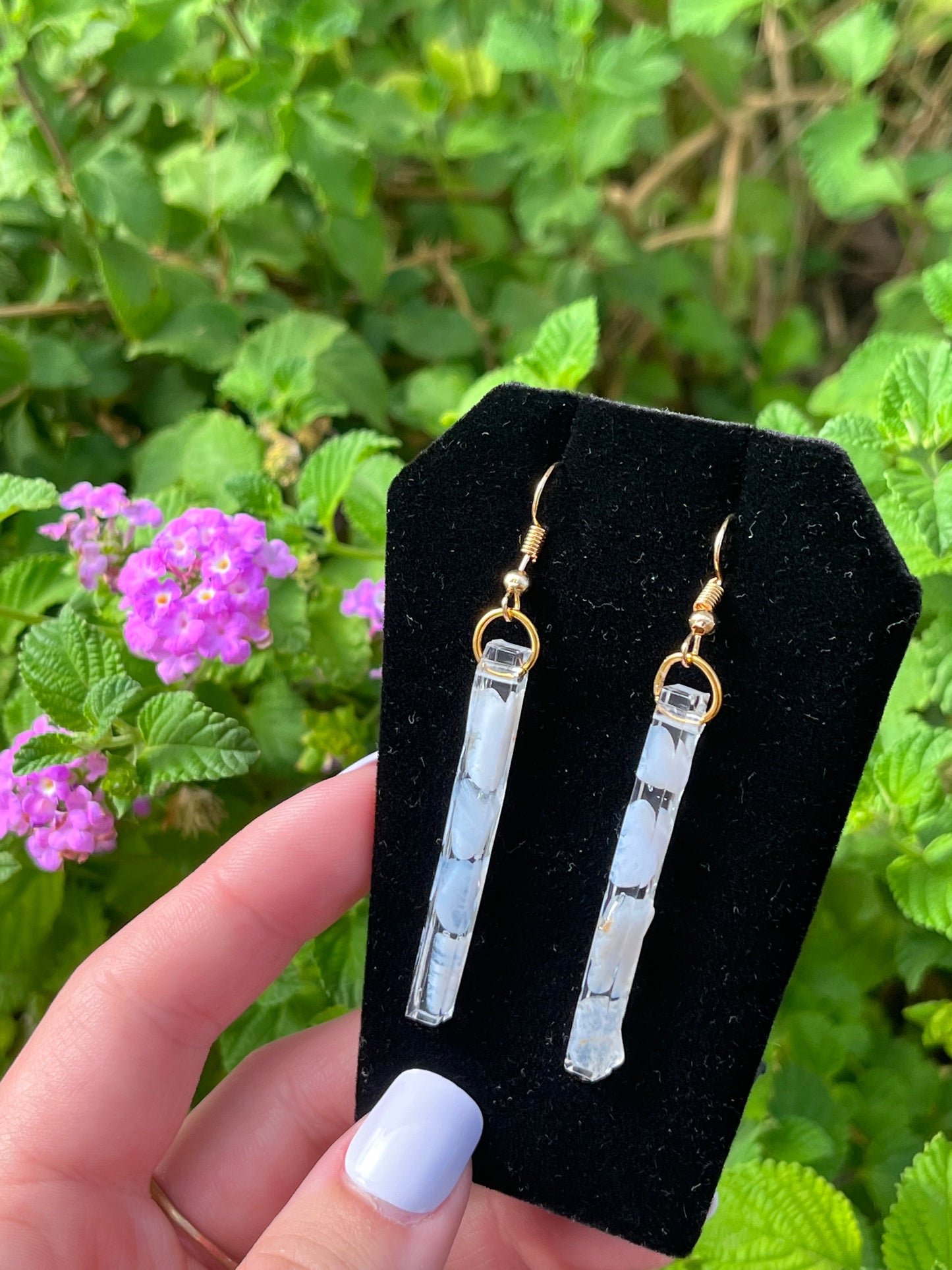 Blue Lace Agate Bar Earrings