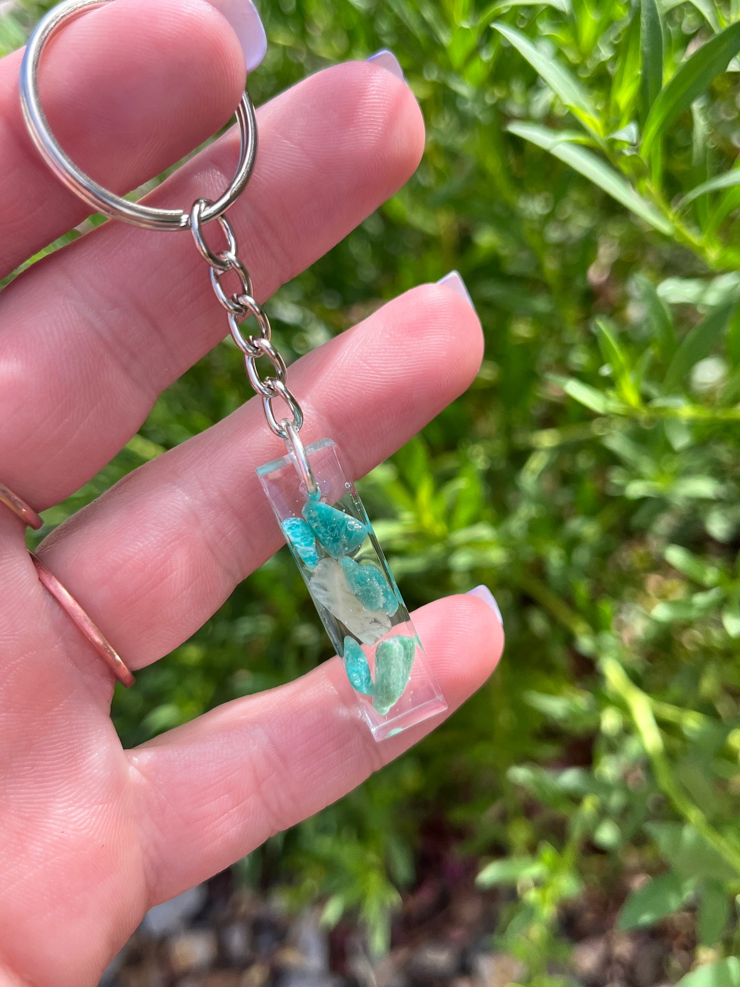 Amazonite Bar Keychain