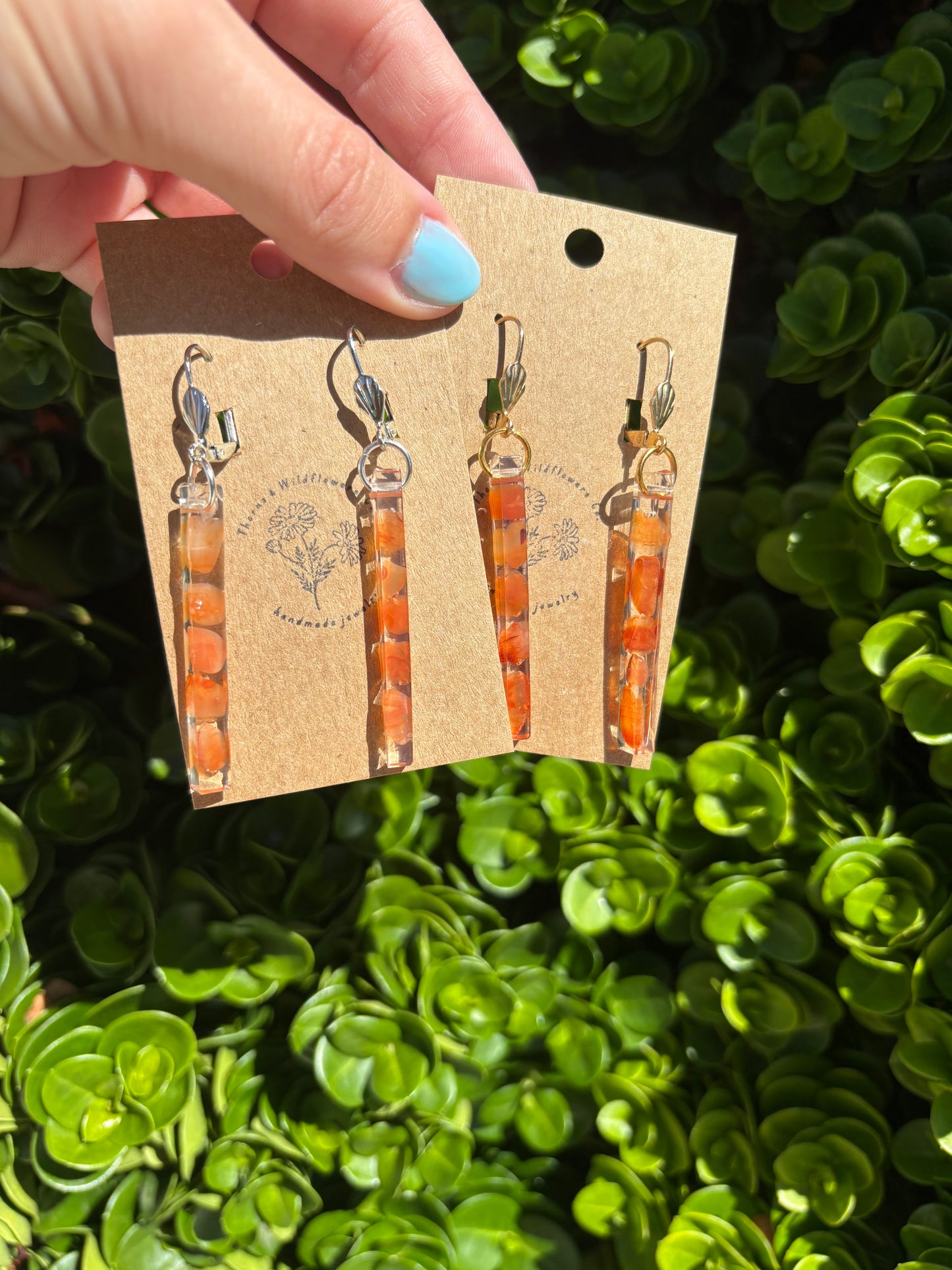 Carnelian Thin Bar Earrings
