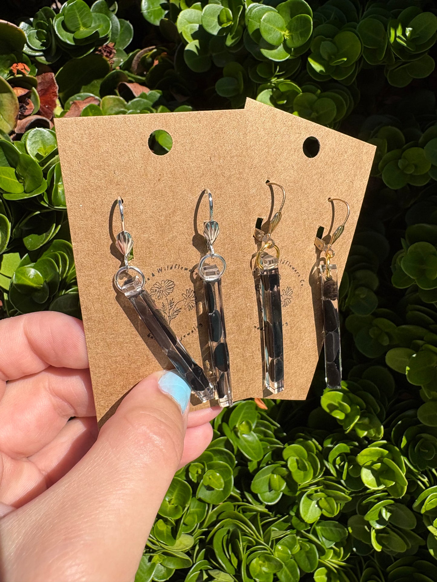 Obsidian Thin Bar Earrings