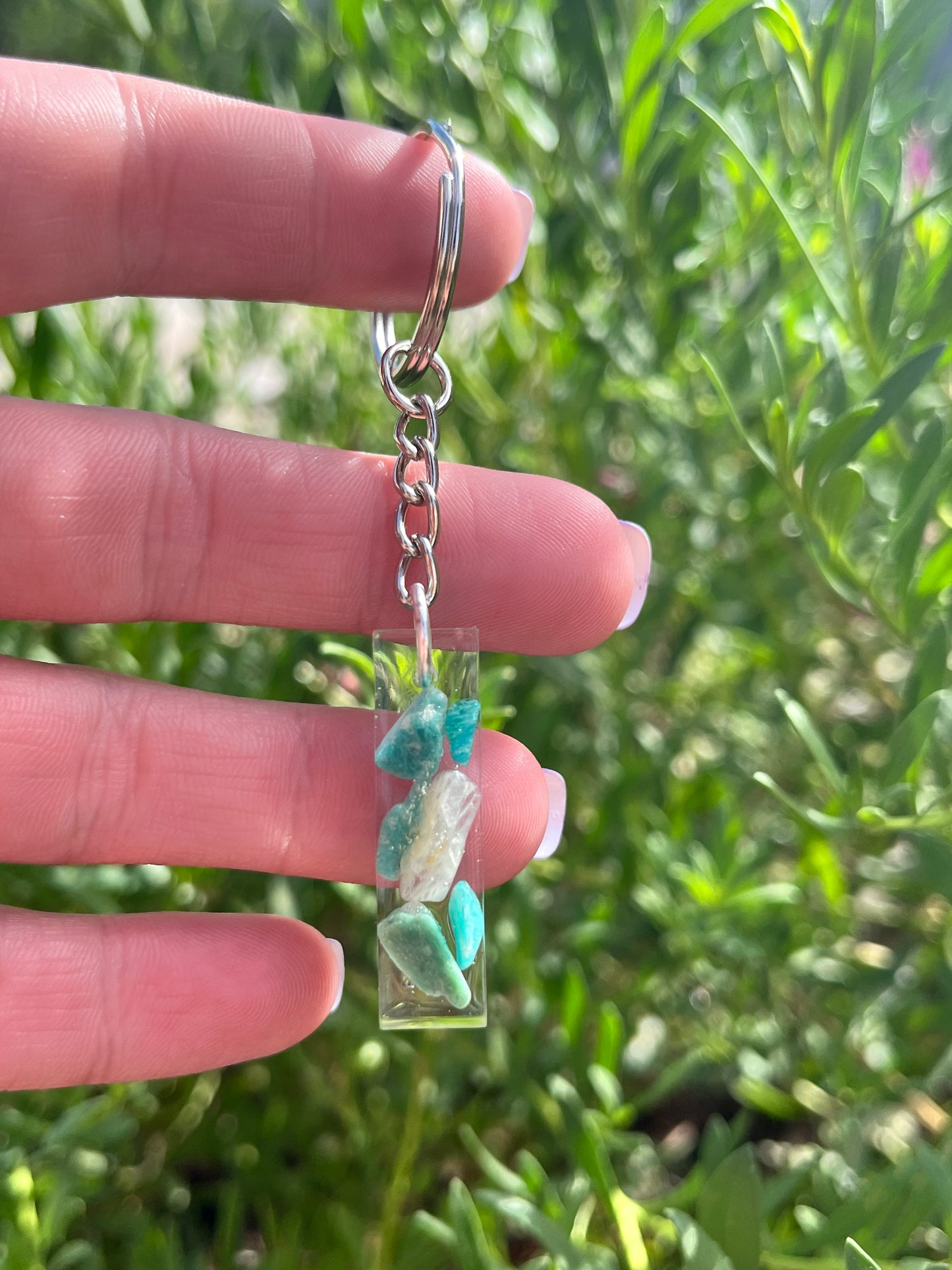 Amazonite Bar Keychain