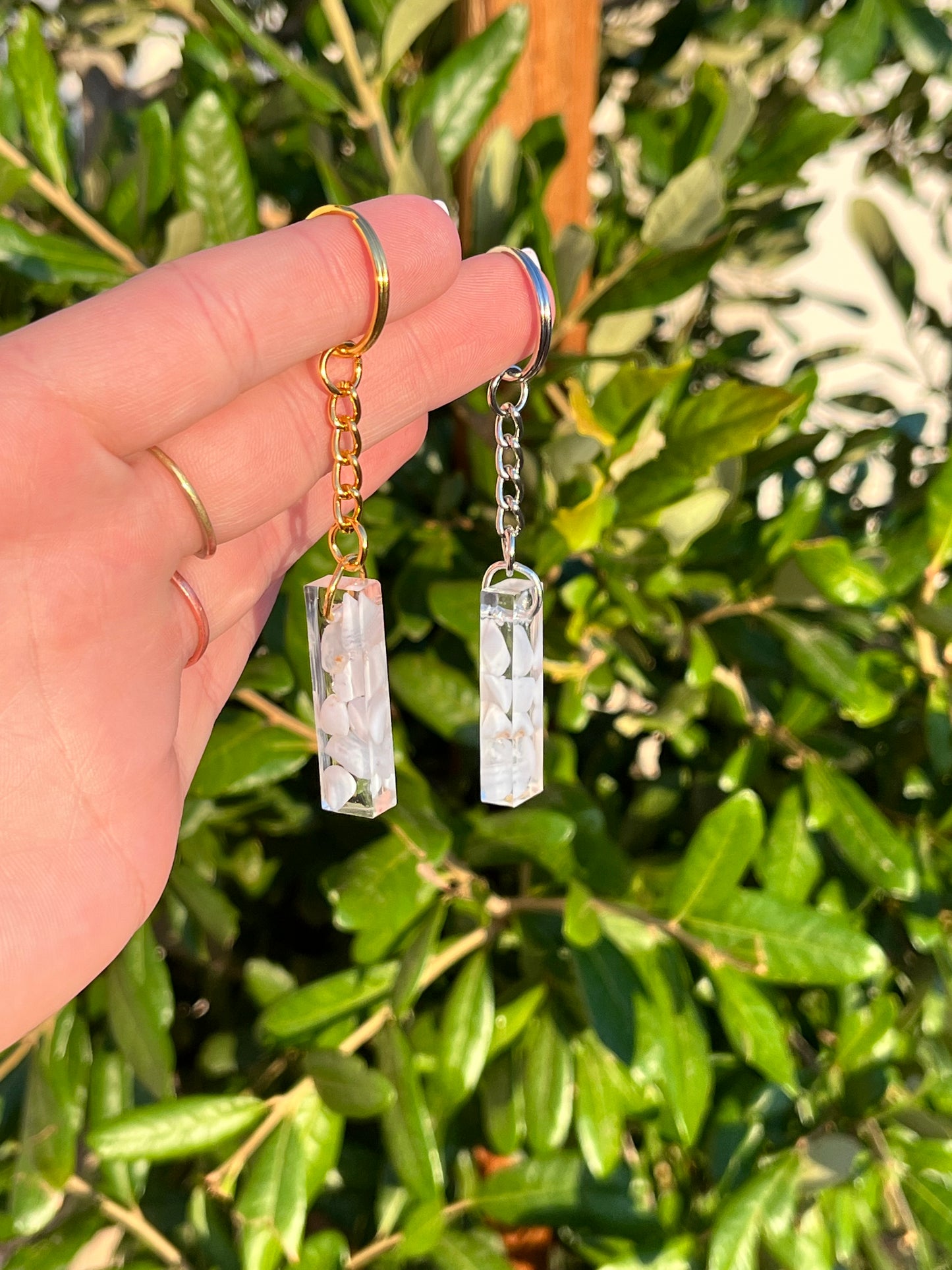 Blue Lace Agate Bar Keychain