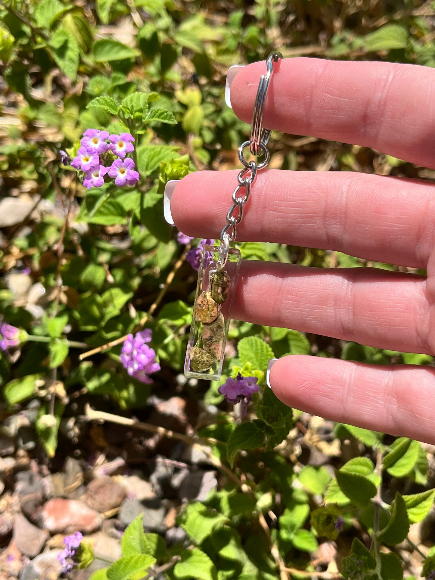Unakite Bar Keychain