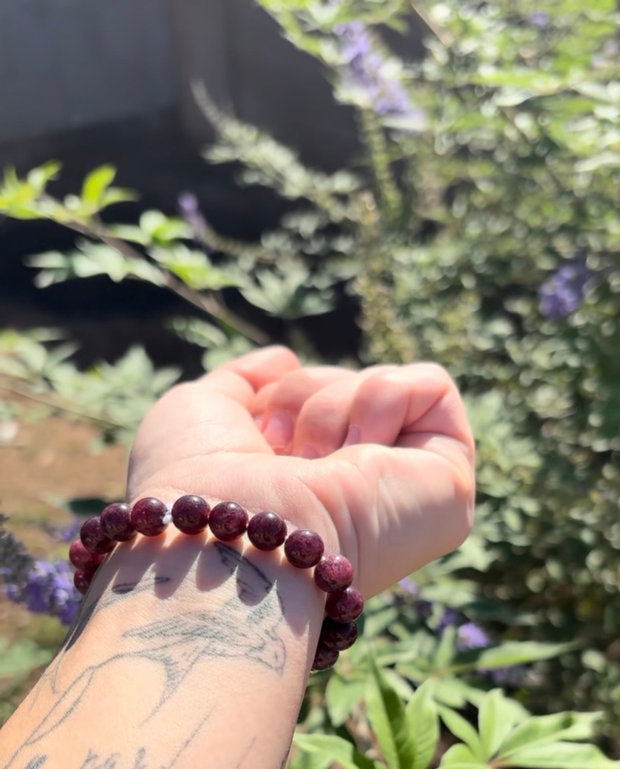 Rose Quartz, Black Lava Rock & Lavender Quartz