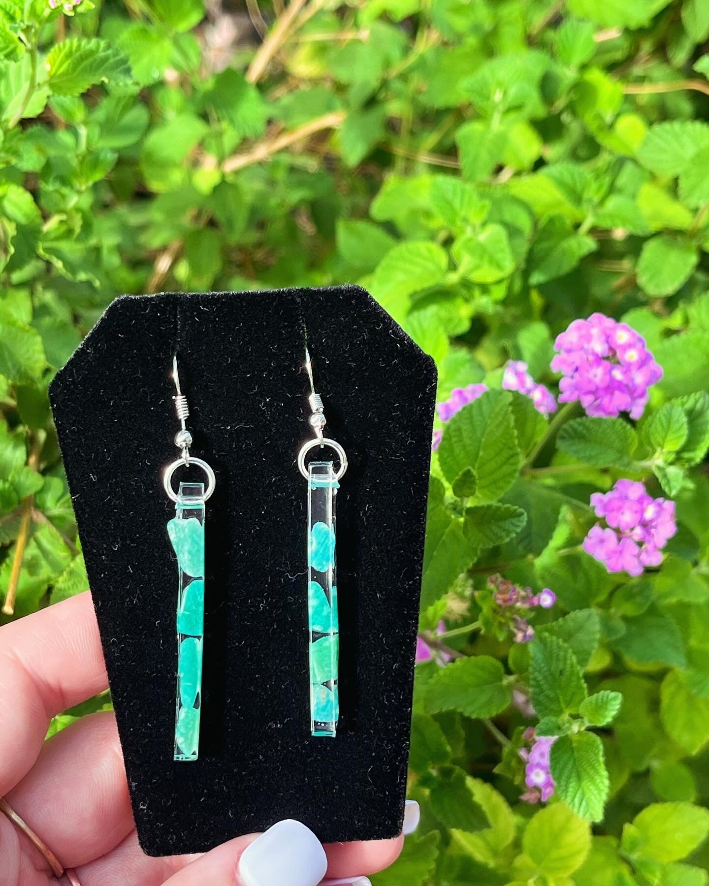 Amazonite Thin Bar Earrings