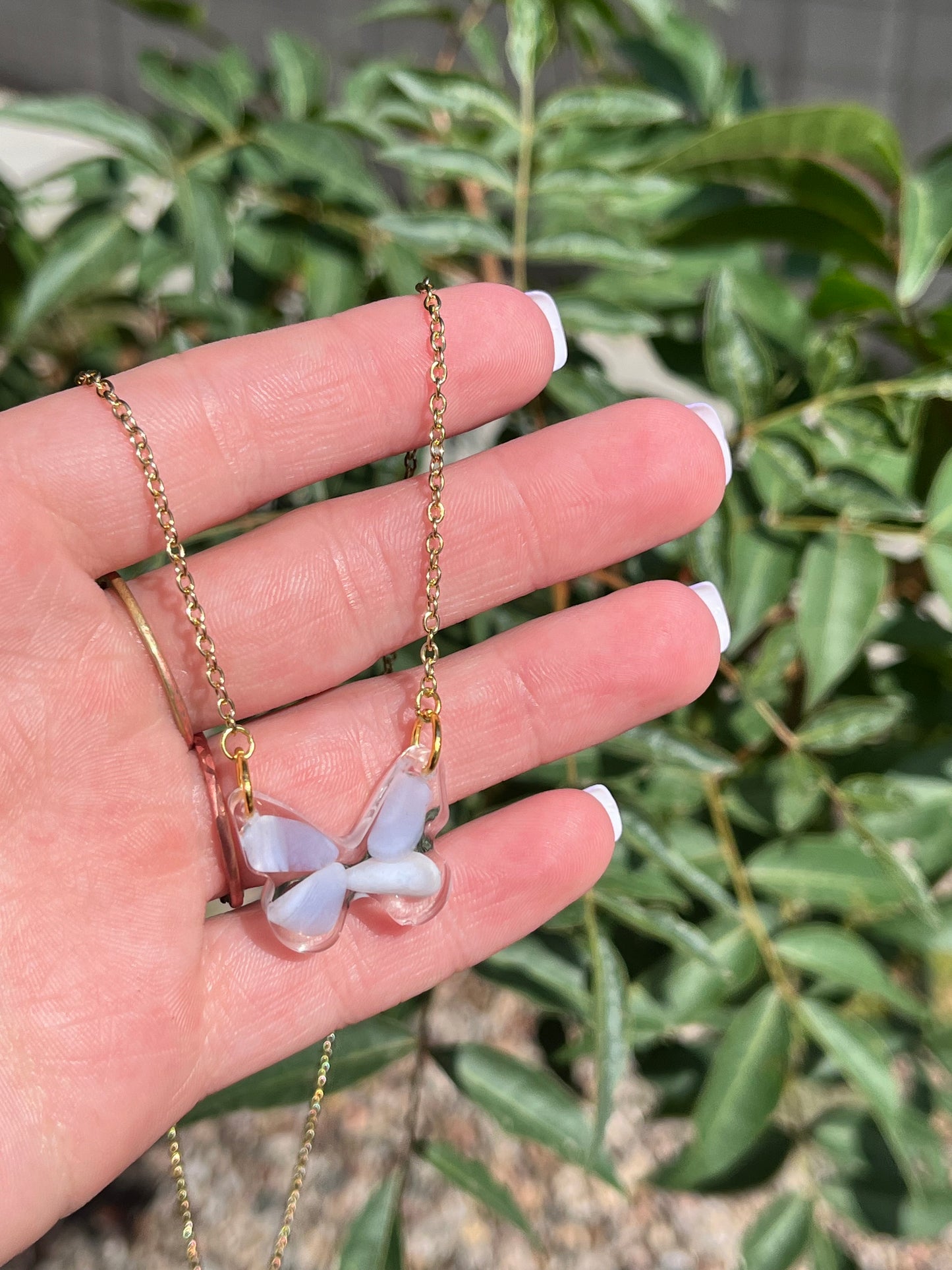 Blue Lace Agate Butterfly Necklace