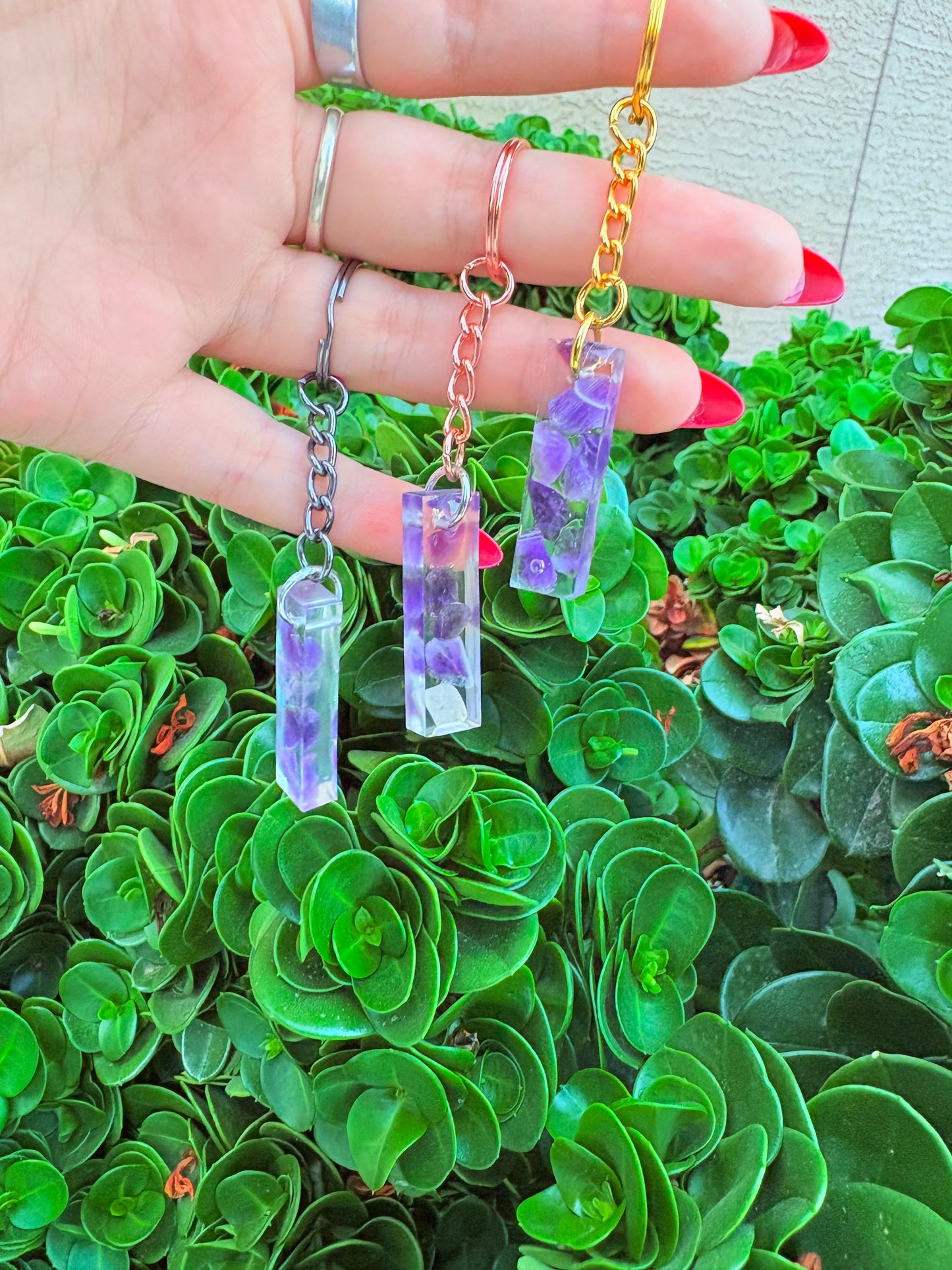 Amethyst Bar Keychain