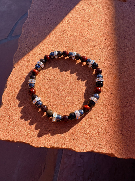 Obsidian, Red Tiger's Eye, & Hematite