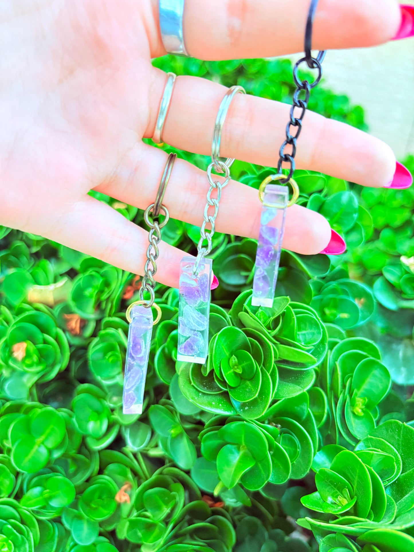 Amethyst Bar Keychain