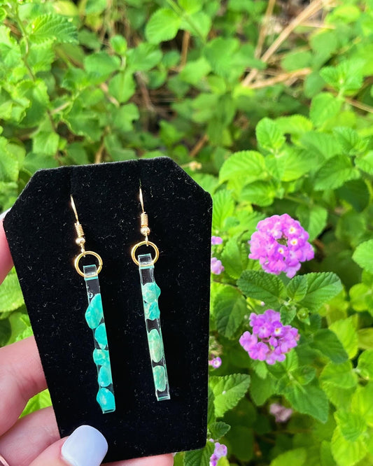 Amazonite Thin Bar Earrings