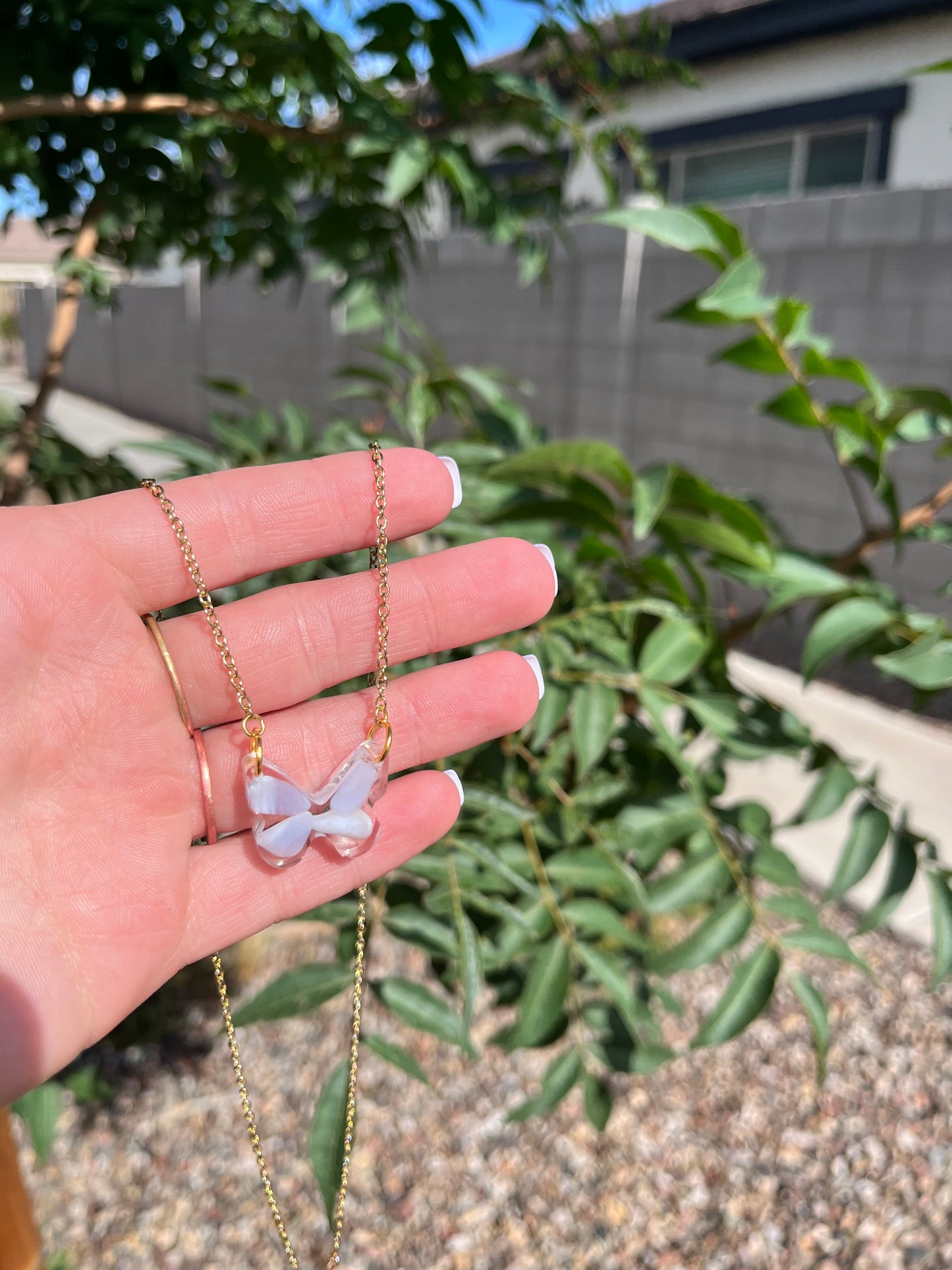 Blue Lace Agate Butterfly Necklace