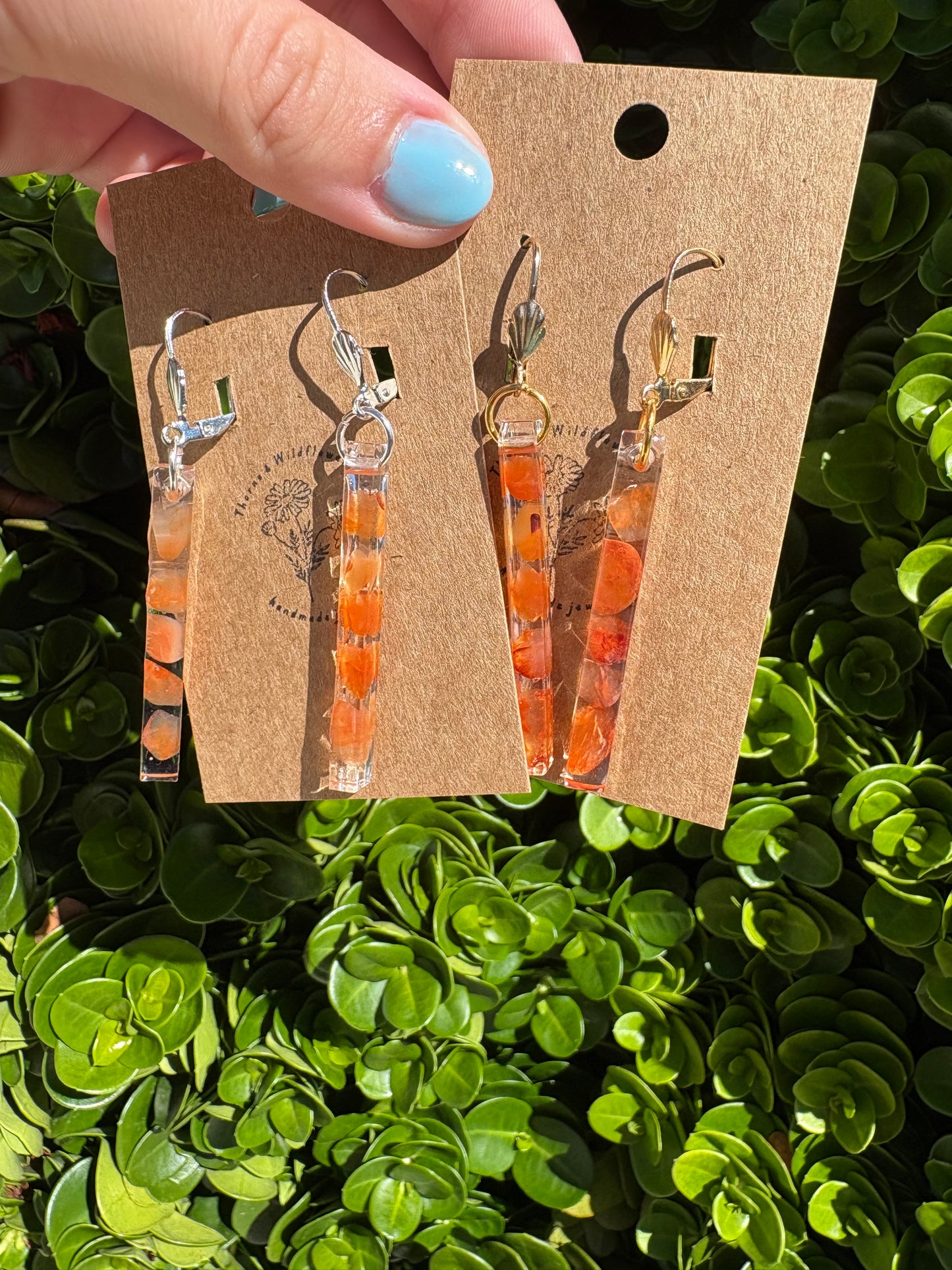 Carnelian Thin Bar Earrings