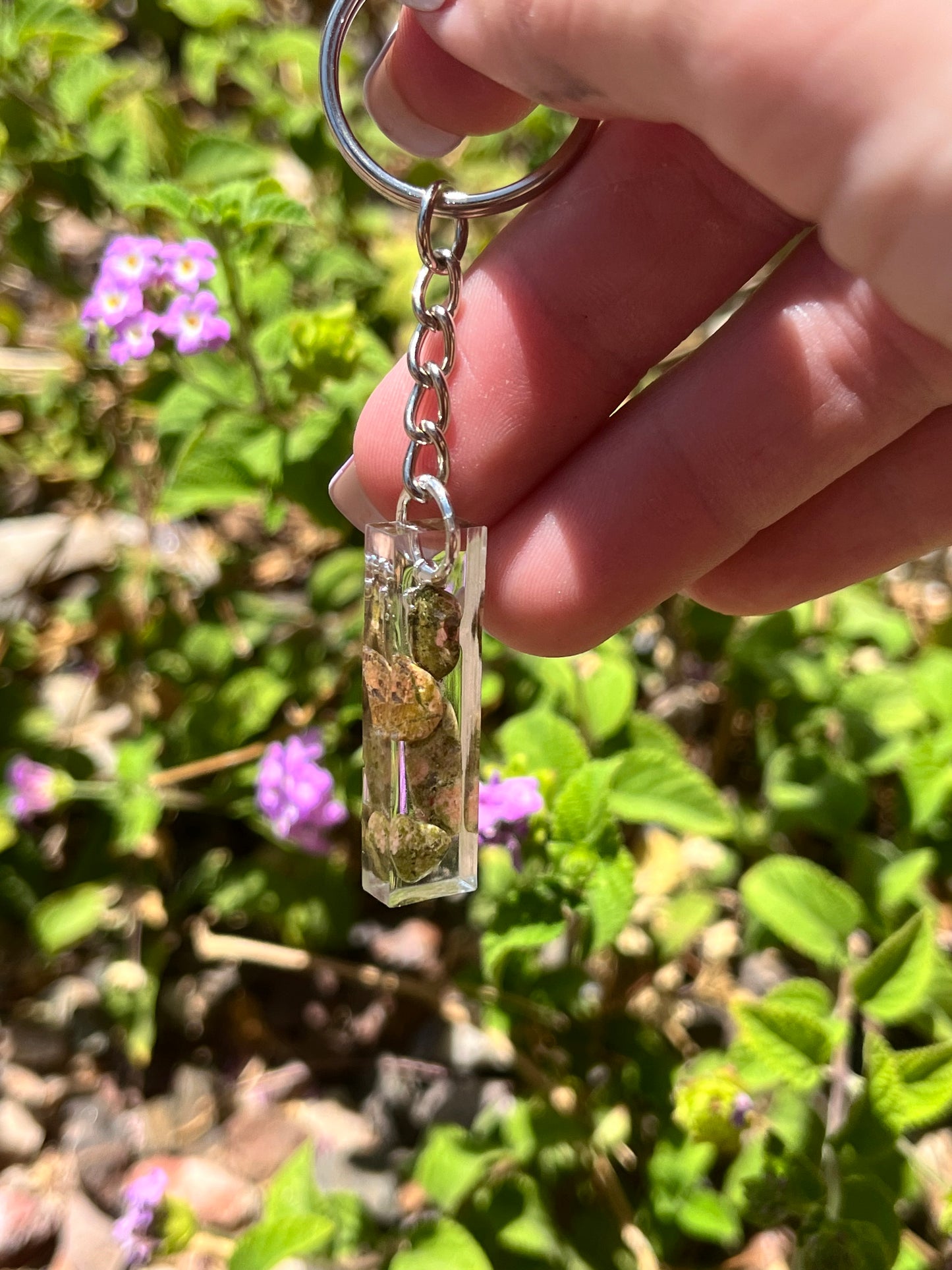 Unakite Bar Keychain