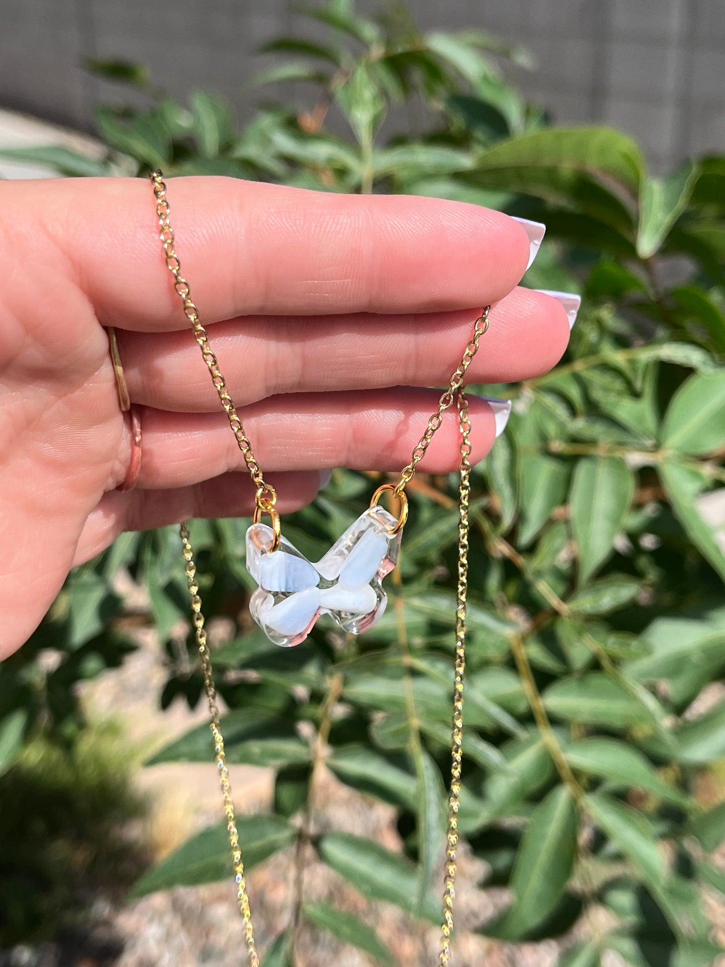 Blue Lace Agate Butterfly Necklace