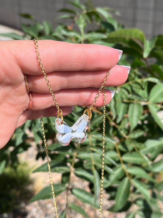 Blue Lace Agate Butterfly Necklace