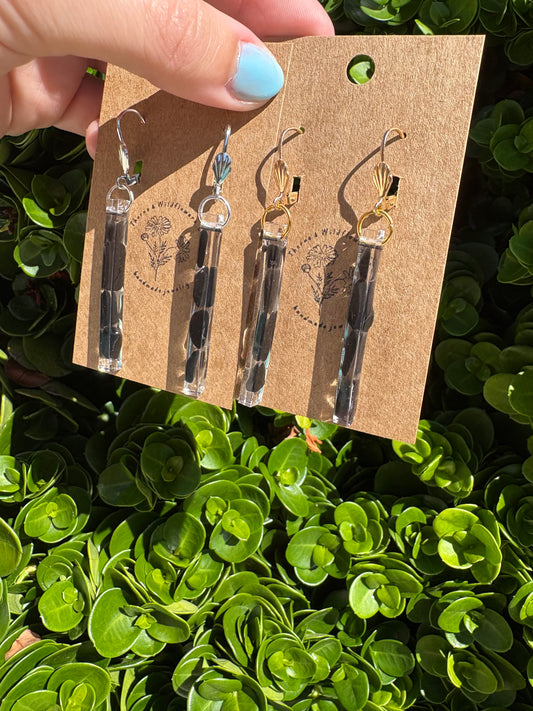 Obsidian Thin Bar Earrings