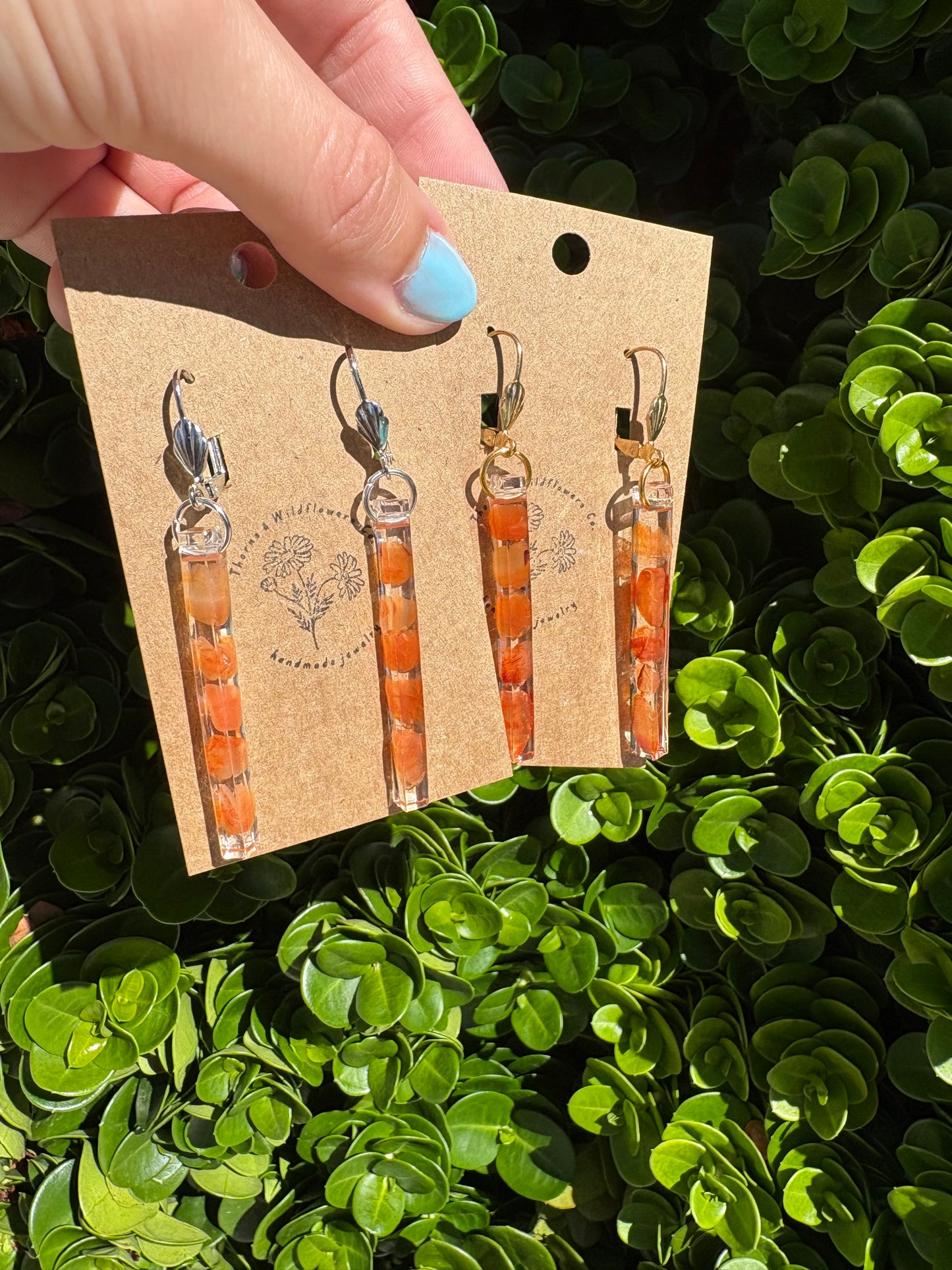 Carnelian Thin Bar Earrings