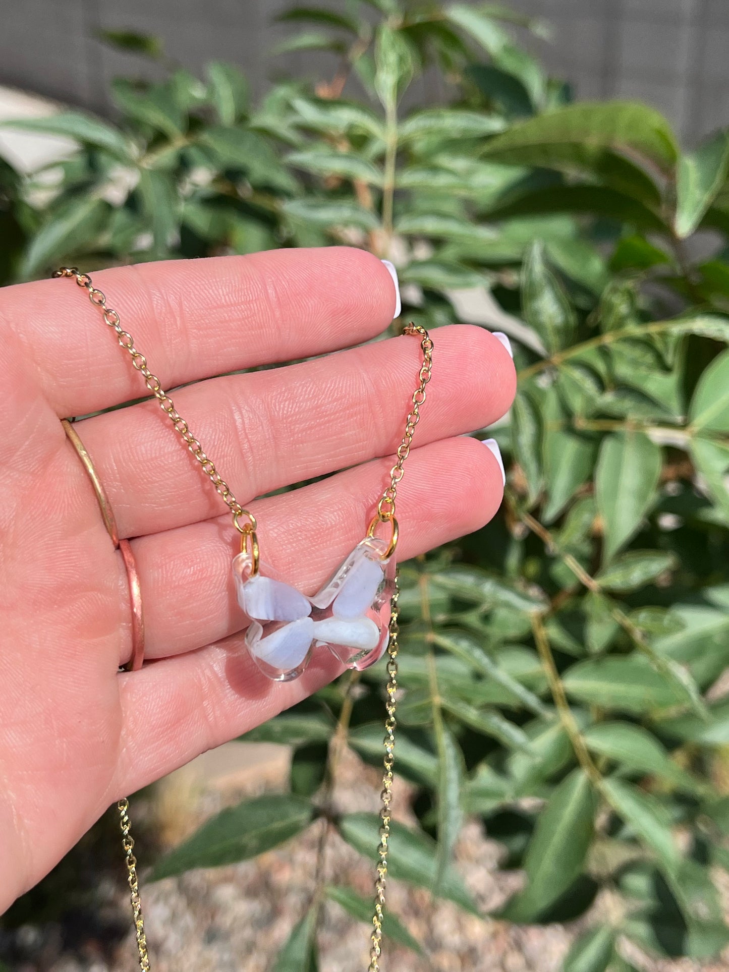 Blue Lace Agate Butterfly Necklace