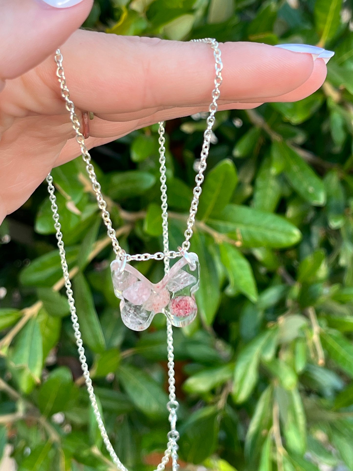 Strawberry Quartz Butterfly Necklace