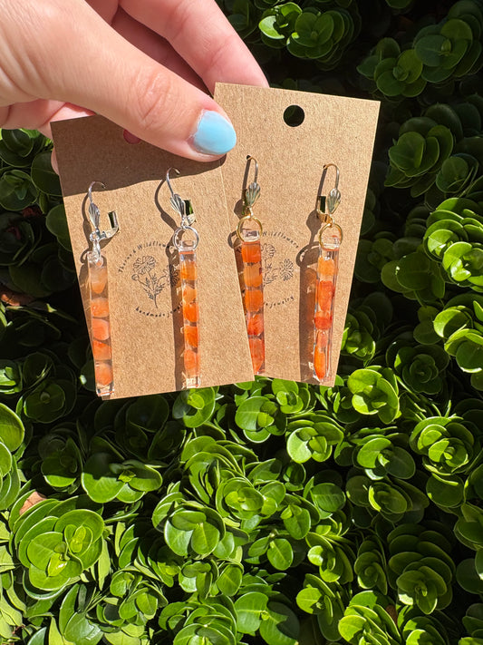 Carnelian Thin Bar Earrings